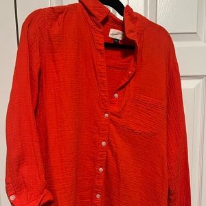 Worn once Gauze like orange button down
